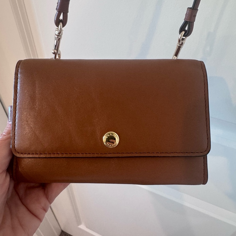 NWT Coach Brown Leather Crossbody Bag with Gold Hardware